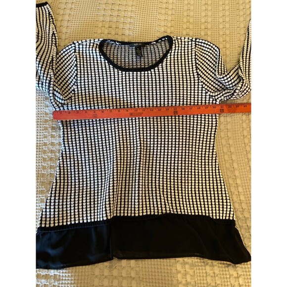 Style & Co Sweater Plus Size XL Top Black White 60% Cotton Sheer Hem Crew Neck - Picture 9 of 10